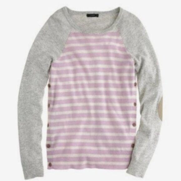 J Crew Woo/rabbit Sweater Elbow Patch Stripe Side Button szXXS - Picture 8 of 8